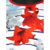 Bluzka oversize w marynarskie paski i kwiaty - biodra 138cm